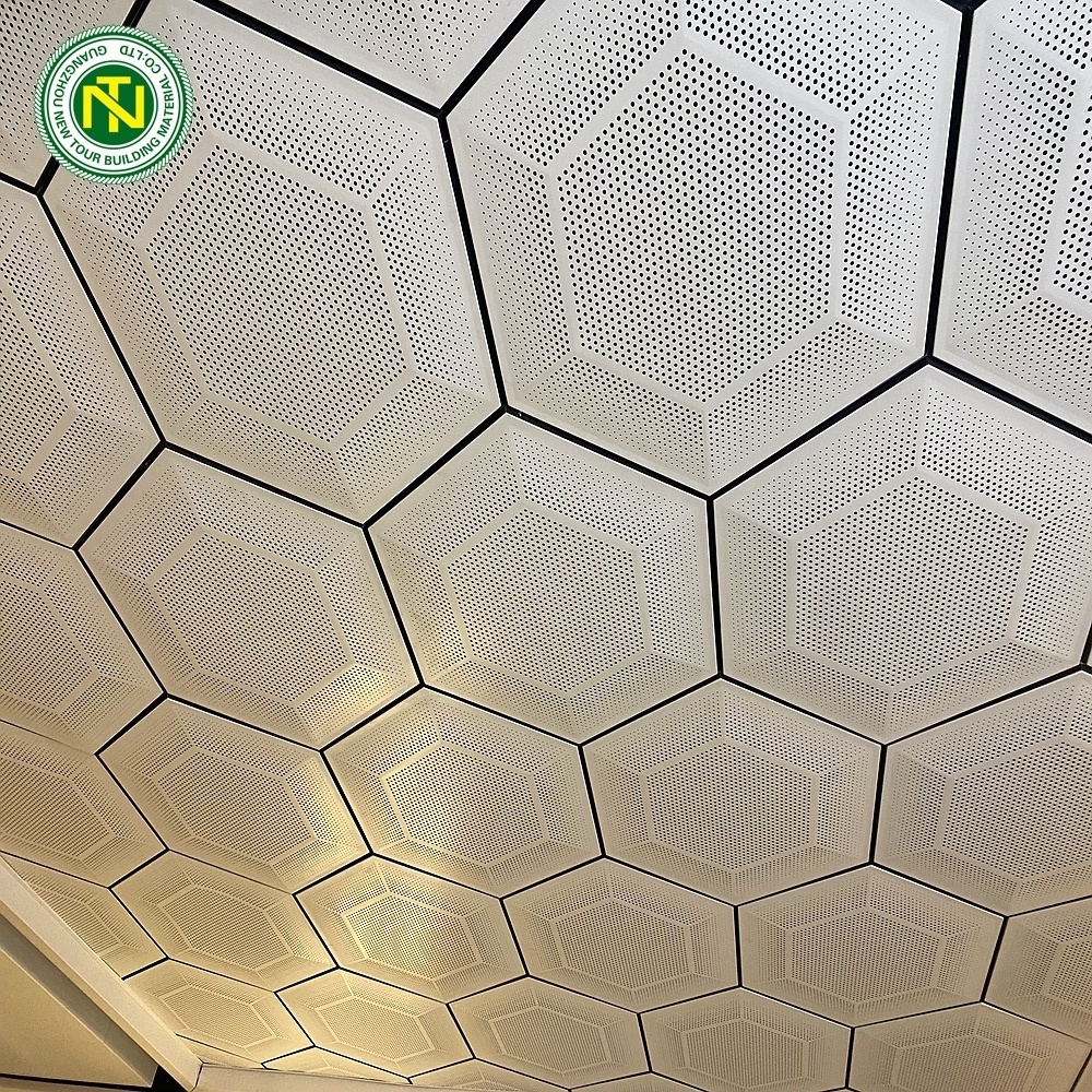 Ceiling Tiles Factory Custom Mede Aluminum Suspended Perforated Metal White Square Modern Aluminum Alloy UV Print 100M2 CN;GUA