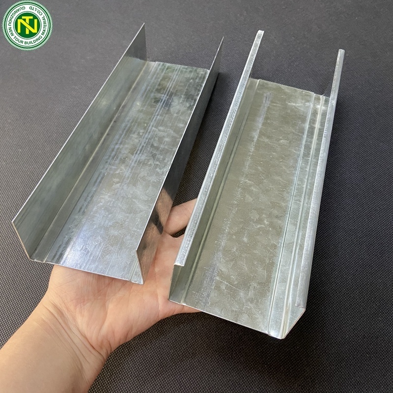 Metal drywall profile customized size 20 gauge metal c studs  and u tracks channel