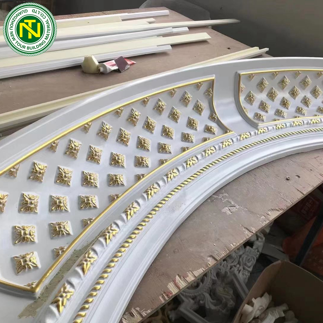 Customized Design Flower Pure White Gypsum Cornice Crown Molding Europe Smooth Modern Mould Bundles Good Fiberglass Green 2.5m