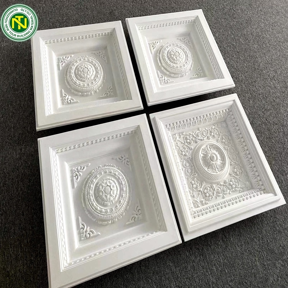 Ceiling Tiles for Interior Home Decoration Modern Loudspeakery Easy Installation Polyheadsete Foam Square Ceiling Medallion PU