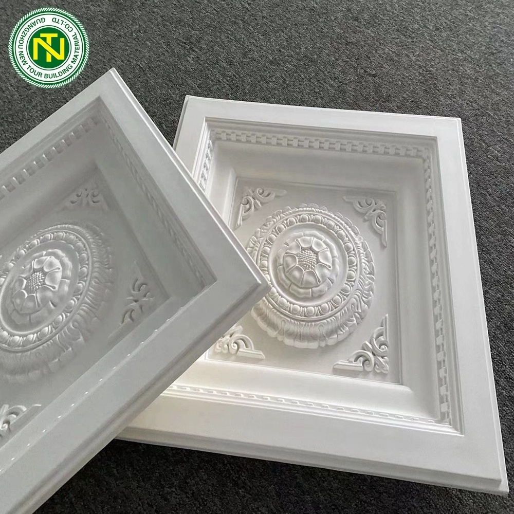 Ceiling Tiles for Interior Home Decoration Modern Loudspeakery Easy Installation Polyheadsete Foam Square Ceiling Medallion PU