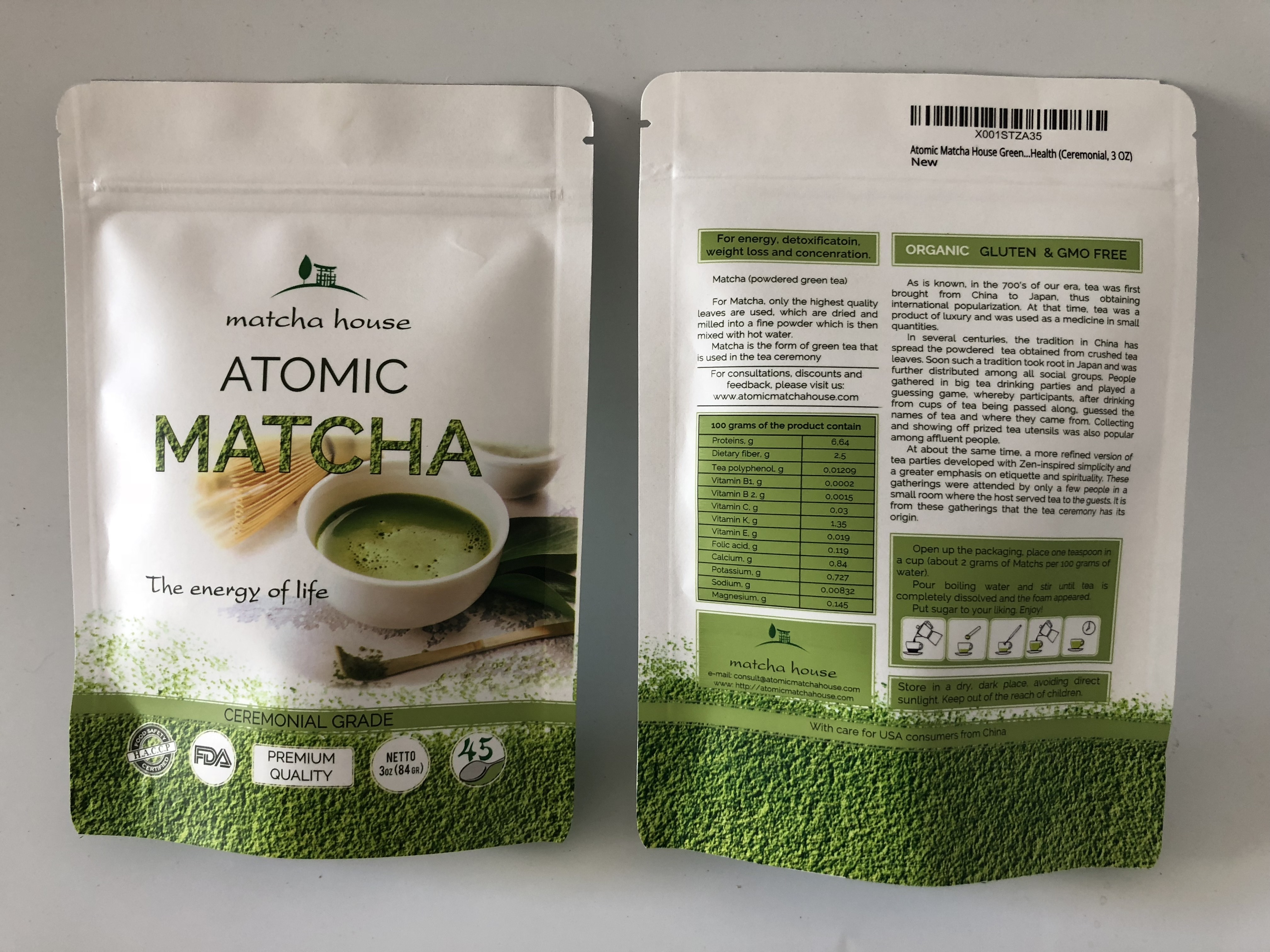 Private Label and Logo Organic  Green Tea Powder Matcha Instant tea