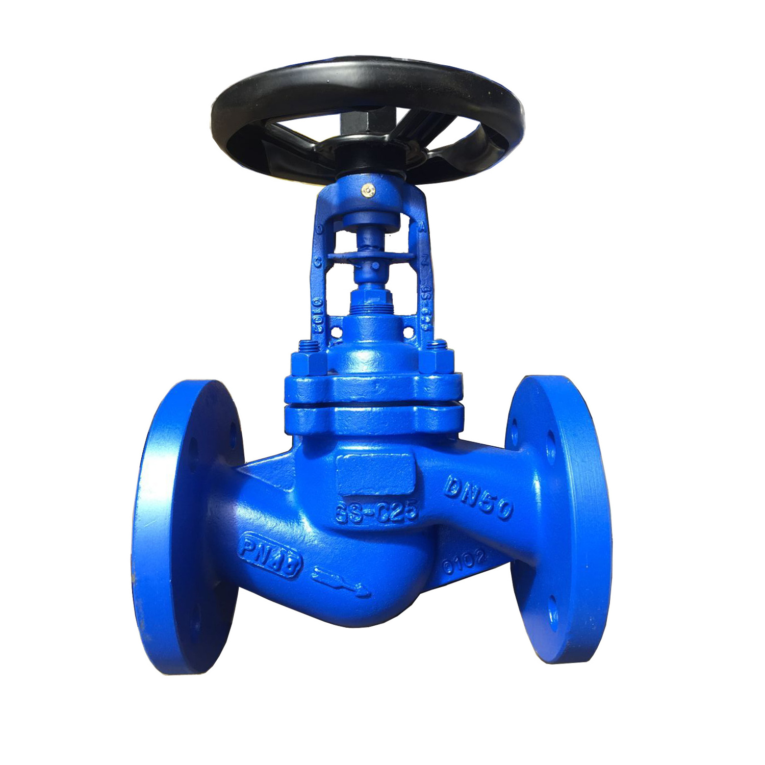 DIN3356 GG25 GGG50 Cast Iron Cast Steel Pn16 Flanged Ends Bellows Globe Valve for Natural Fuel Gas Shut Off Valve