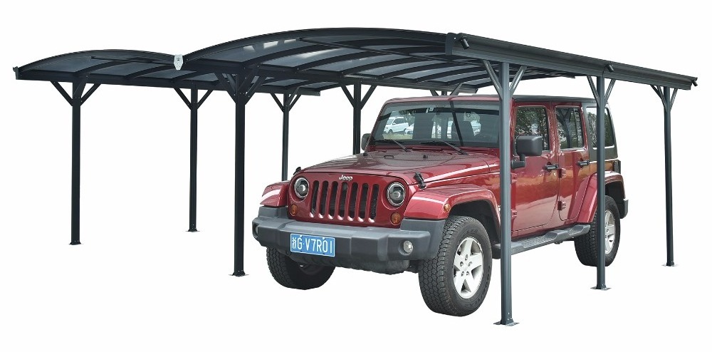 Aluminum Double Carport Canopy with Polycarbonate Roof Panels