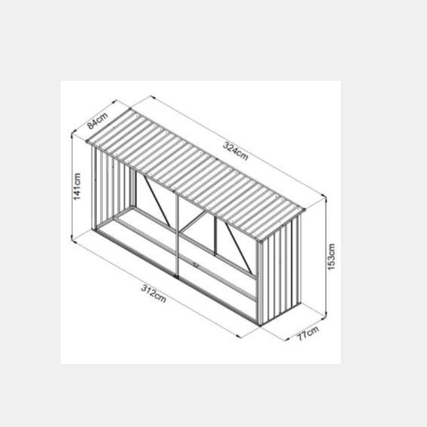 3'x11'ft Firewood Shed Outdoor Wood Storage Shed