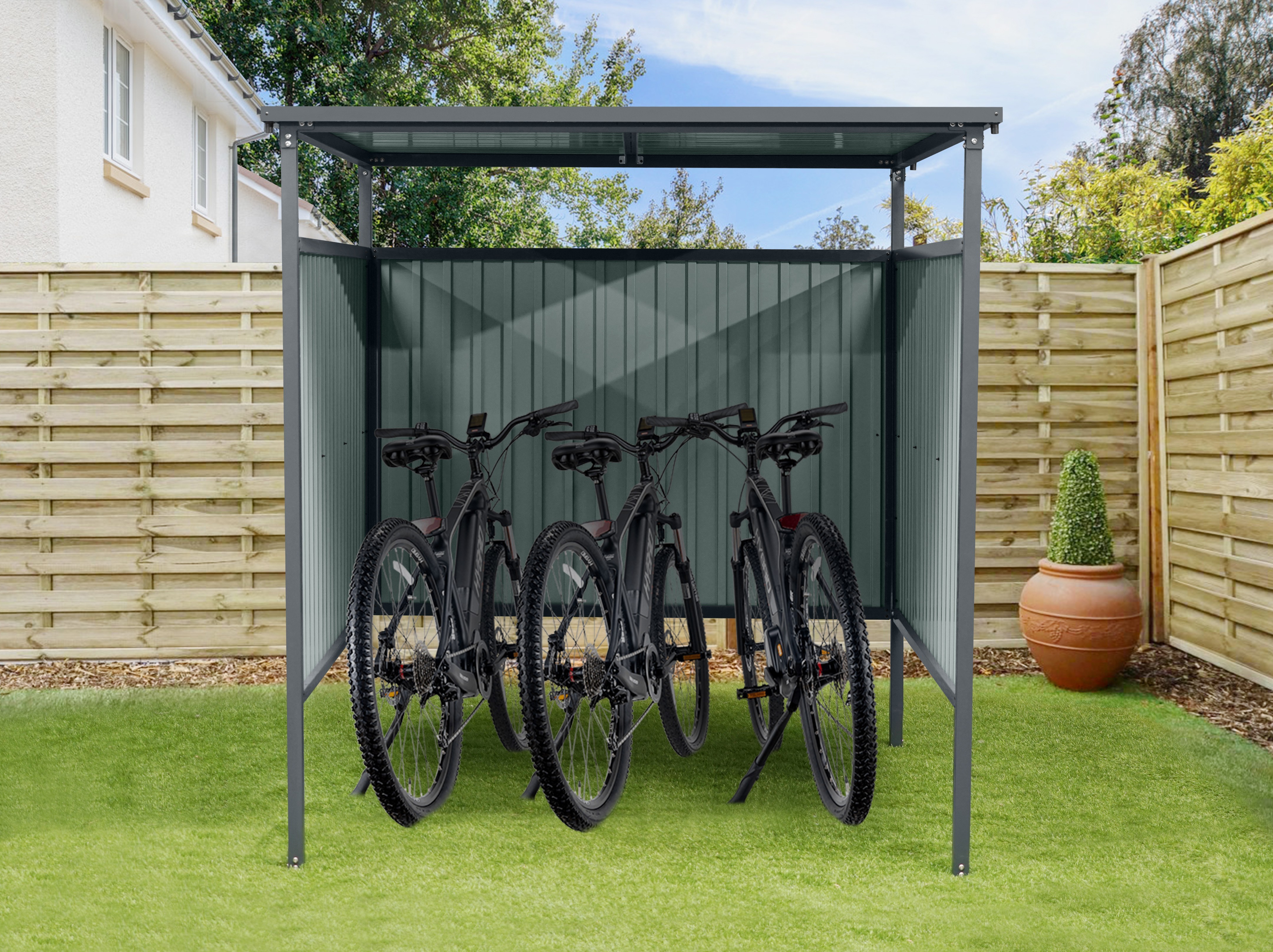 Outdoor  Easily Installed Metal Bicycle Parking Shelter Motorcycle Shed