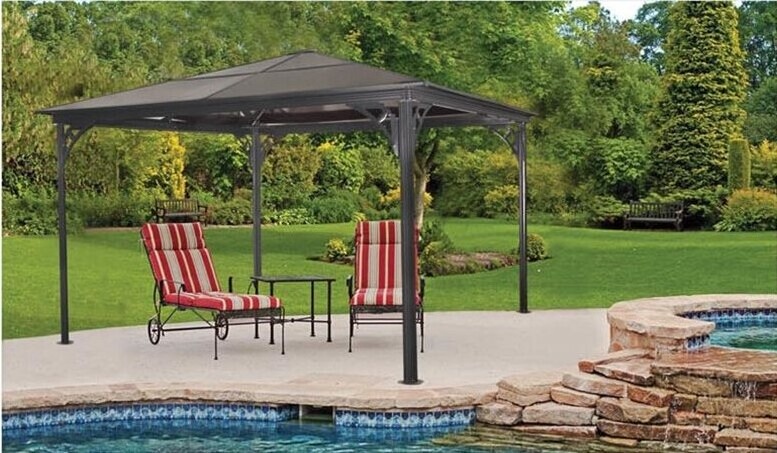 Outdoor 3m x 3m Garden Patio Heavy Duty With Curtains Aluminium Gazebo Permanent