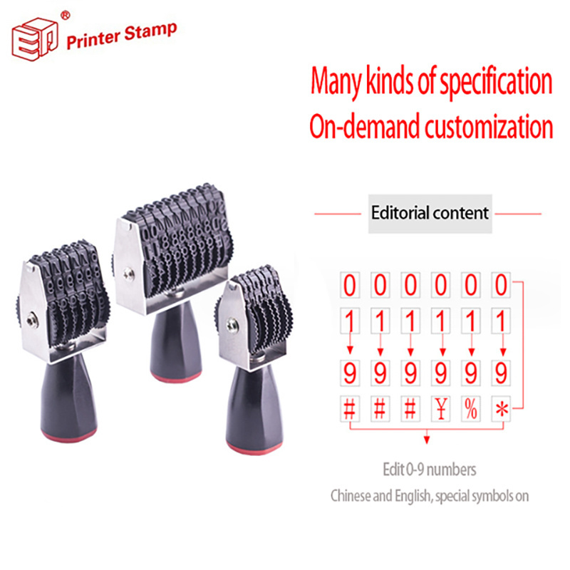 ED Digital Number Stamp Rotary Wheel Stamp Digital English Adjustable Number Batch Serial Number Hand Dial Coding Date Stamps