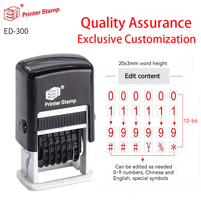 ED302 customised automatic ink return digital stamp adjustable production date English batch number receipt and shipment stamps