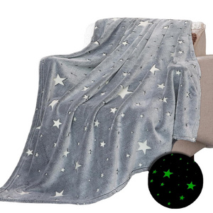 High Quality Glow In The Dark Hoodie Blanket Flannel Fleece Galaxy Stars Luminous Dinosaur Super Soft Warm Kids Throw Blanket