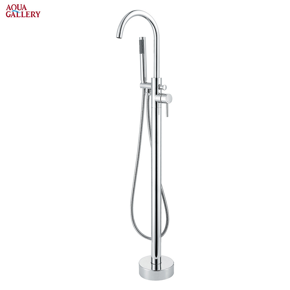 Contemporary High Quality Chrome Finished Brass Floor Mounted Bath Faucet