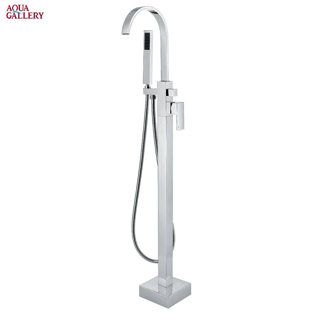 Contemporary High Quality Chrome Finished Brass Floor Mounted Bath Faucet