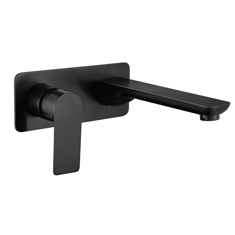 Modern Design Bathroom Wall Mounted Gun Metal Concealed Basin Mixer Tap Brass Wash Basin Faucet