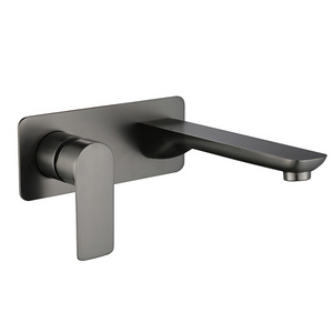 Modern Design Bathroom Wall Mounted Gun Metal Concealed Basin Mixer Tap Brass Wash Basin Faucet