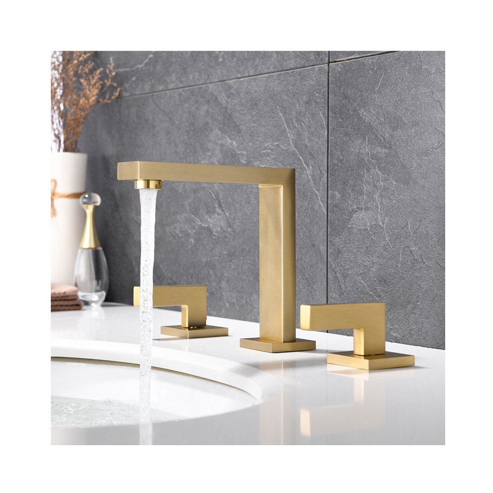 Luxury Design Brushed Golden Waterfall Brass Basin Faucet Hot And Cold Water Basin Tap