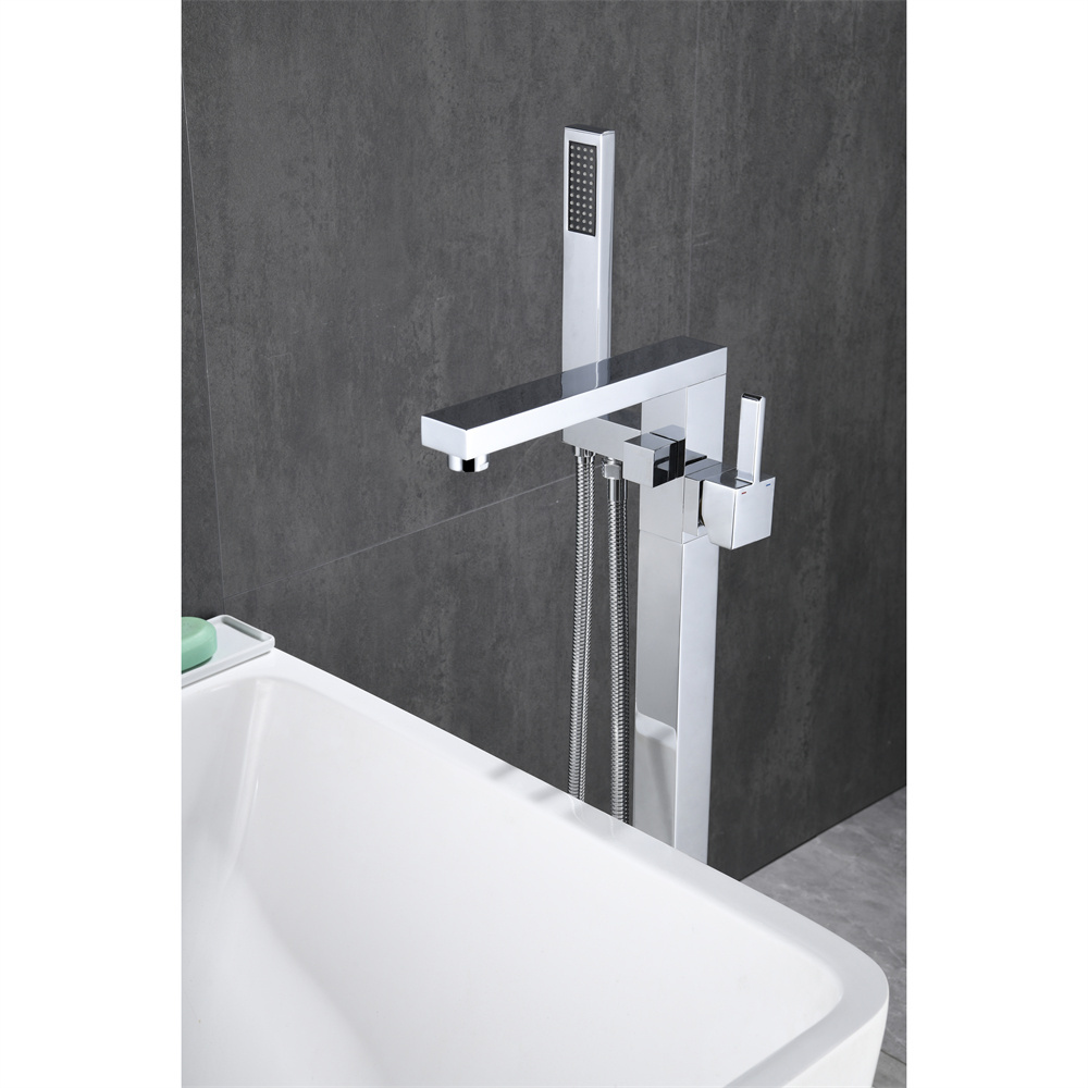 Aqua Gallery Unique Design Hot Cold Water Faucet Chrome Plating Brass Bath Mixer Floor Standing Bathtub Faucet