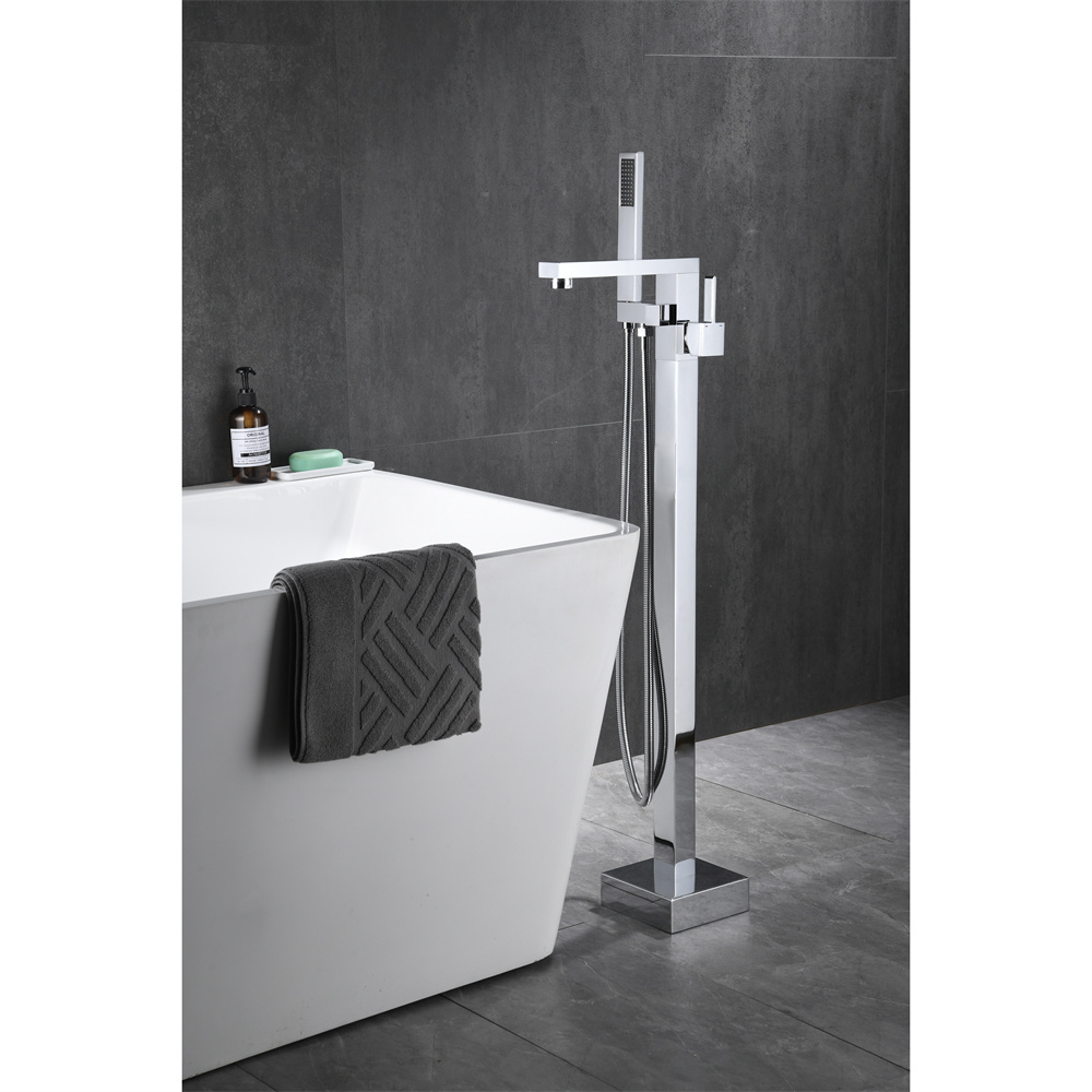 Aqua Gallery Unique Design Hot Cold Water Faucet Chrome Plating Brass Bath Mixer Floor Standing Bathtub Faucet