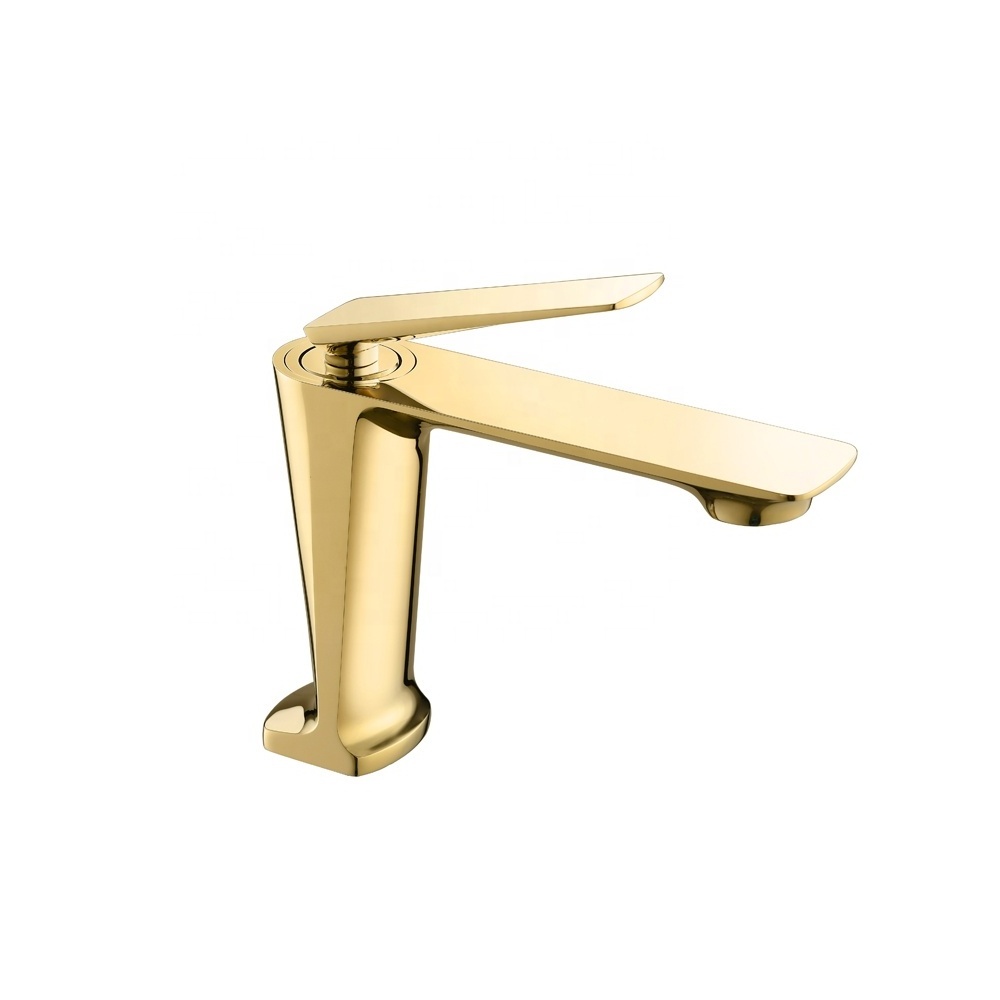 Fancy Deck Mounted Black and Rose Gold Finish Single Handle Hot Cold Water Tap Brass Bathroom Wash Sink Faucet