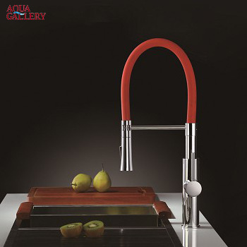 Apple Green Color Silicone Hose Hot and Cold Water Supply Deck Mounted Single Handle Kitchen Sink Use Brass Faucet