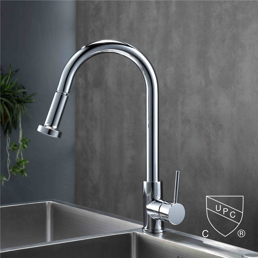 Deck Mounted 2 Holes Brass Hot Cold Water Kitchen Mixer Brushed Nickel Finished Brass Single Handle Kitchen Sink Faucet