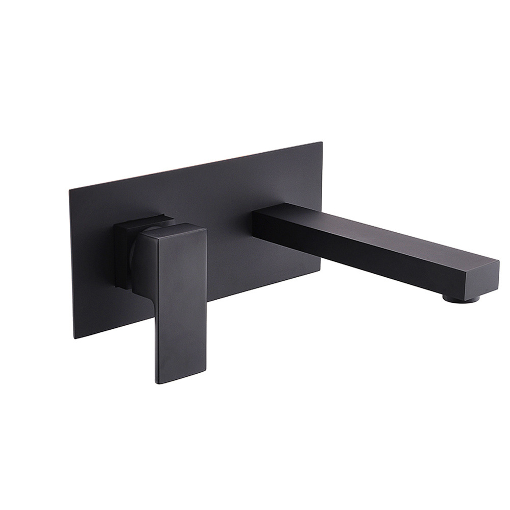 Modern Design Bathroom Wall Mounted Matt Black Concealed Basin Mixer Tap Brass Wash Basin Faucet