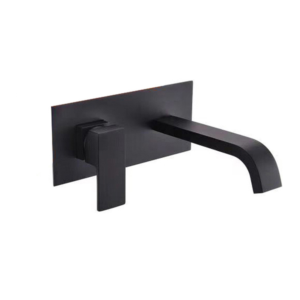 Modern Design Bathroom Wall Mounted Matt Black Concealed Basin Mixer Tap Brass Wash Basin Faucet