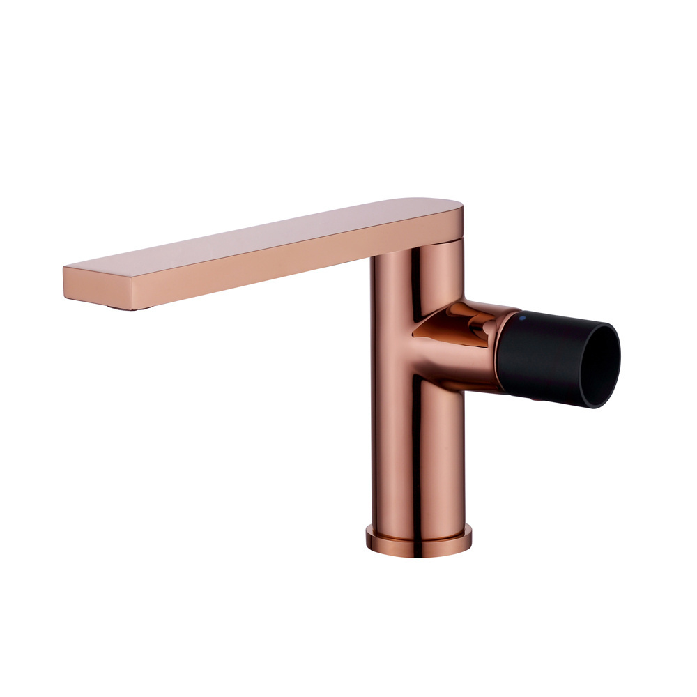 Wash Faucet Rose Gold Finish Single Handle Brass Luxury Basin Faucets Single Hole Graphic Design Free Spare Parts Deck Mounted