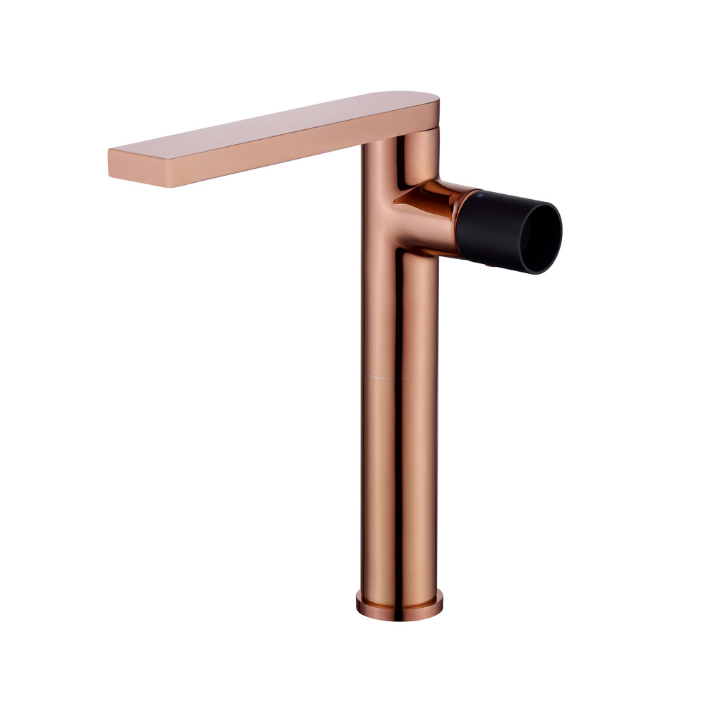 Wash Faucet Rose Gold Finish Single Handle Brass Luxury Basin Faucets Single Hole Graphic Design Free Spare Parts Deck Mounted