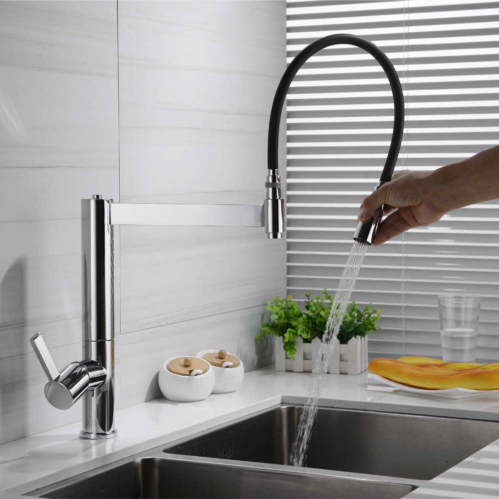 New Arrival Pull-Out Matt Black Desk Mounted Spray Sink Faucet Brass Kitchen Mixer Tap Faucet Extension