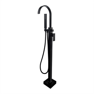 Hot and Cold Water Supplied Bathroom Taps Matt Black Finish Brass Freestanding UPC Certified Bath Tub Faucet