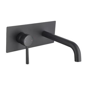 Modern Design Bathroom Wall Mounted Matt Black Concealed Basin Mixer Tap Brass Wash Basin Faucet