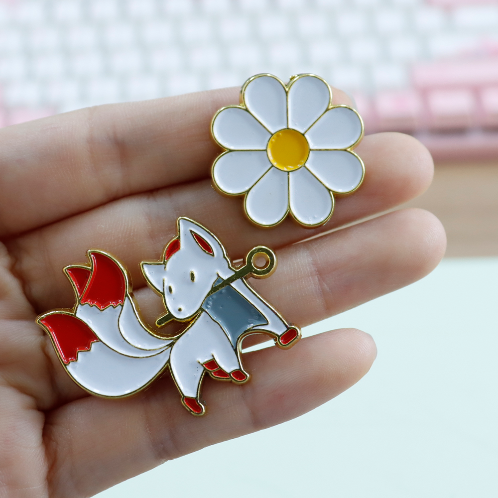 metal ai gold funny anime mexican fox soft enamel pins