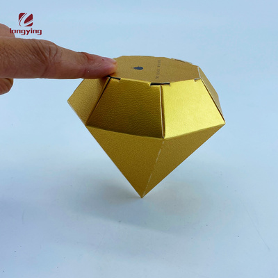 custom luxury 350gsm golden cardboard paper with embossing  process gem diamond shape for chocolate candy wedding gift packaging