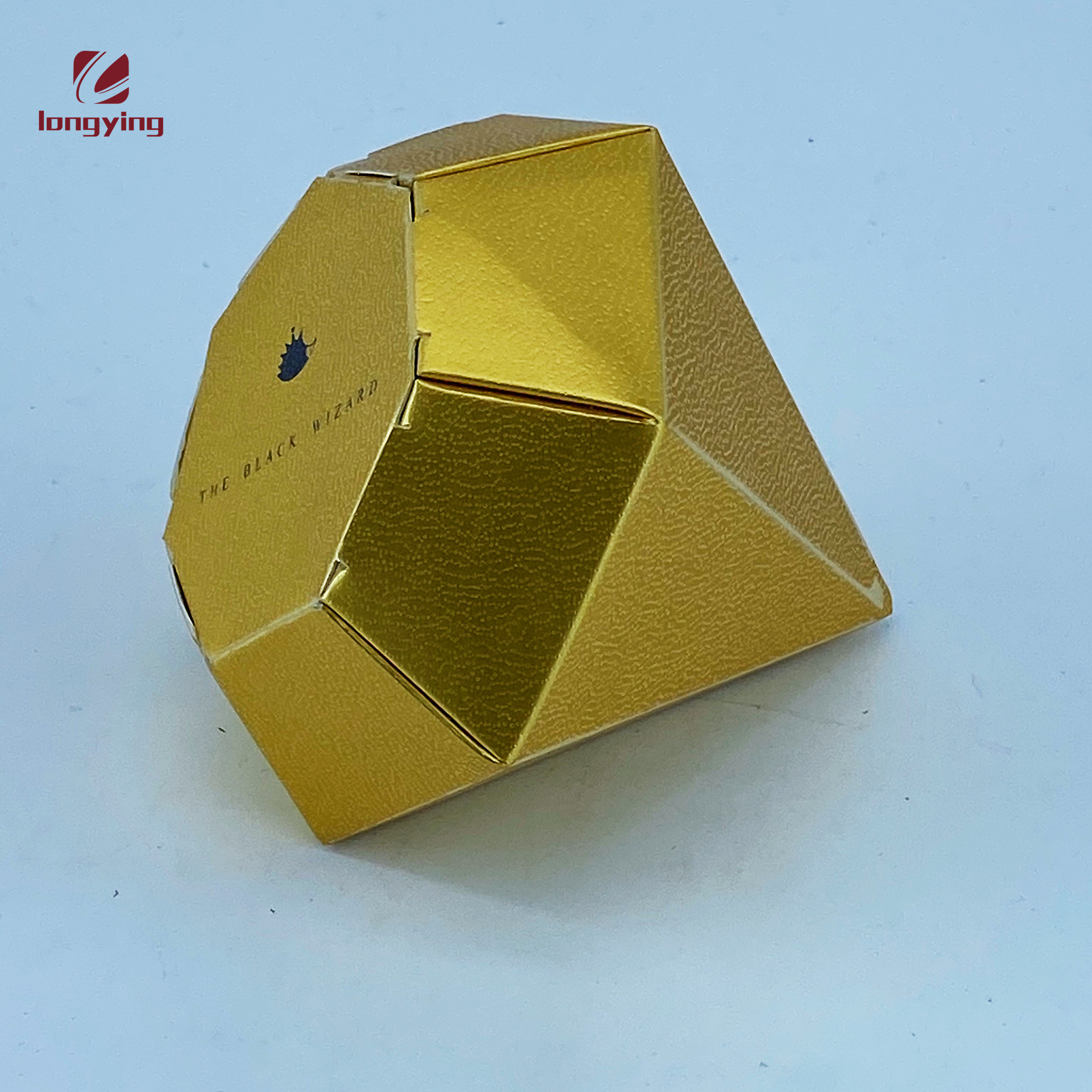 custom luxury 350gsm golden cardboard paper with embossing  process gem diamond shape for chocolate candy wedding gift packaging