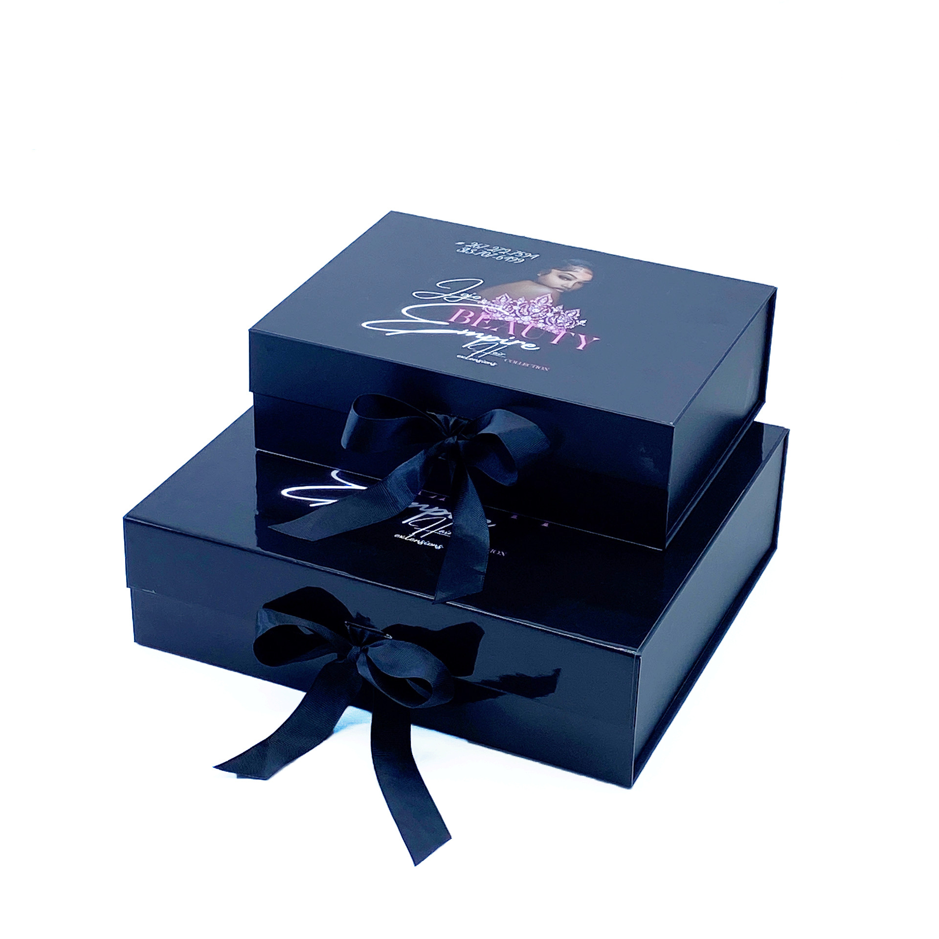 Hair Bundles Packaging Box Extension Bags with Satin Human Weave Hair Gift Storage Box with Ribbon Closure for Wig packaging box