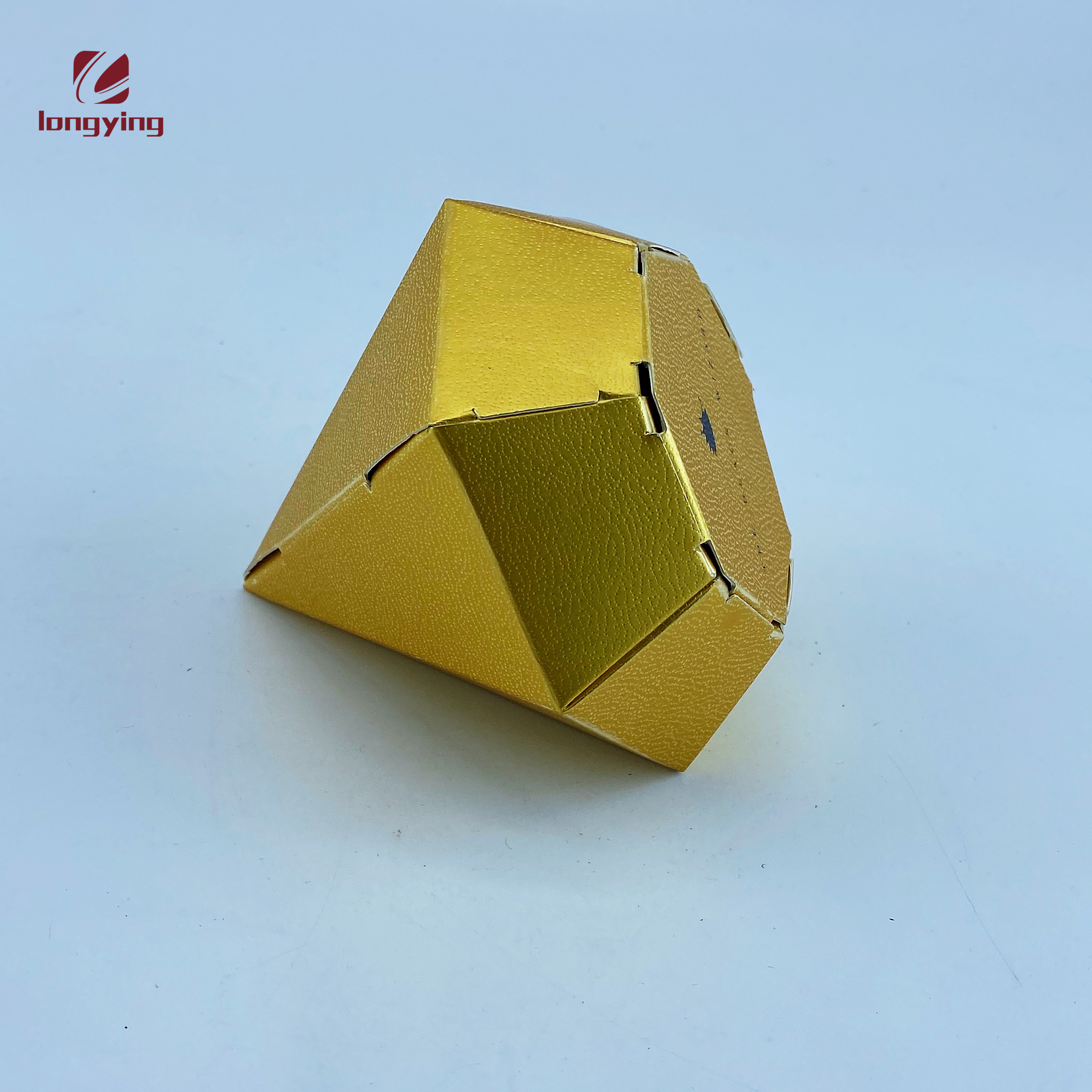 custom luxury 350gsm golden cardboard paper with embossing  process gem diamond shape for chocolate candy wedding gift packaging