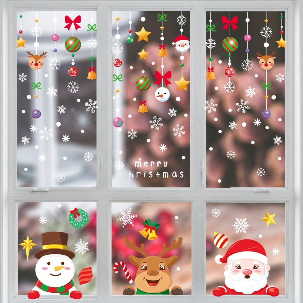 cheap christmas window sticker decoration Christmas window decoration glass stickers christmas decoration material