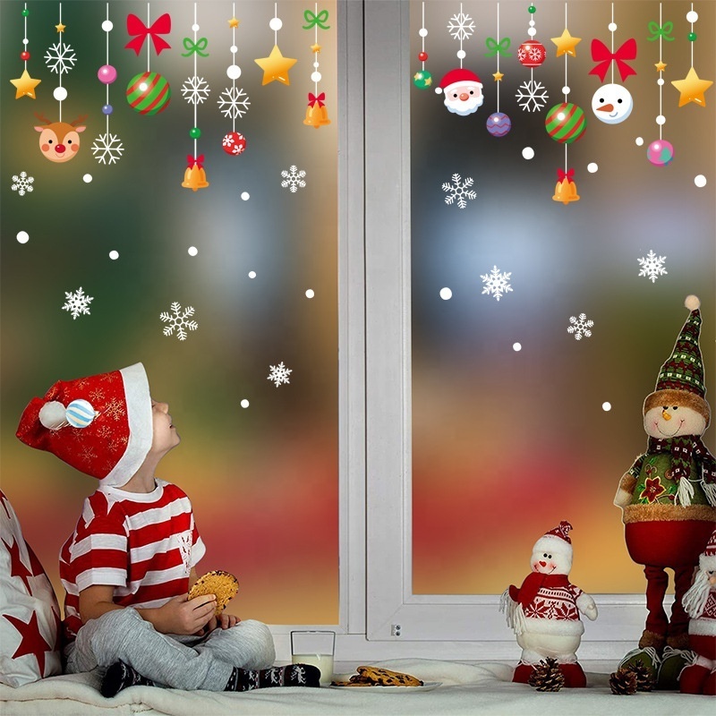 cheap christmas window sticker decoration Christmas window decoration glass stickers christmas decoration material