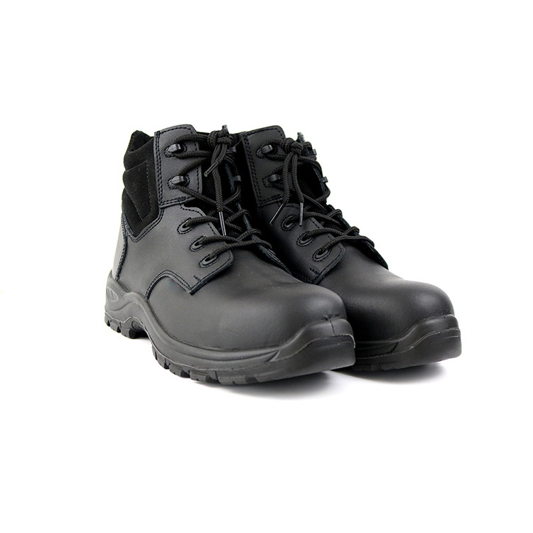 Custom High Quality Leather Steel Toe Anti Smash Men's Work Boots Black Leather Pig Leather Collar Safety Shoes for man