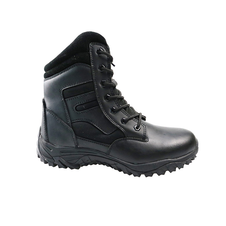 Genuine leather upprer shoe boot mens Black Leather Work Boots Rubber outsole Safety toe mens safety boots