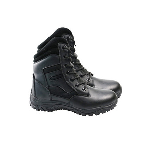 Genuine leather upprer shoe boot mens Black Leather Work Boots Rubber outsole Safety toe mens safety boots