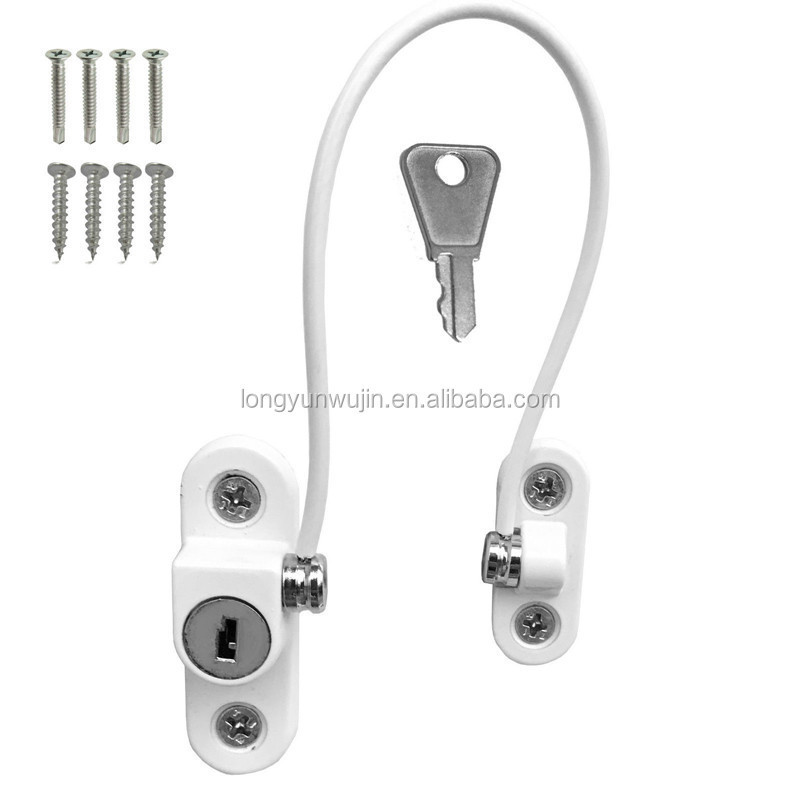 MiniWhite UPVC Cable Window Door Restrictor, Child Safety Lock, Window Cable Lock