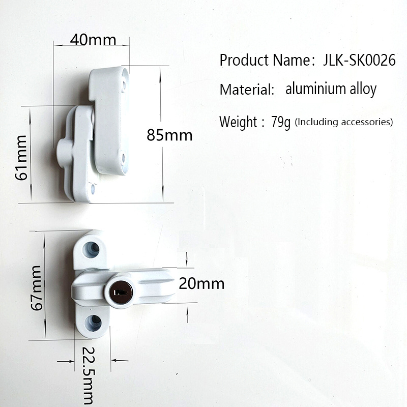 Window Limiter, Stainless Steel Casement Stopper with Key, 65 Degree Opening Angle Safety Window Opening Restrictor Lock