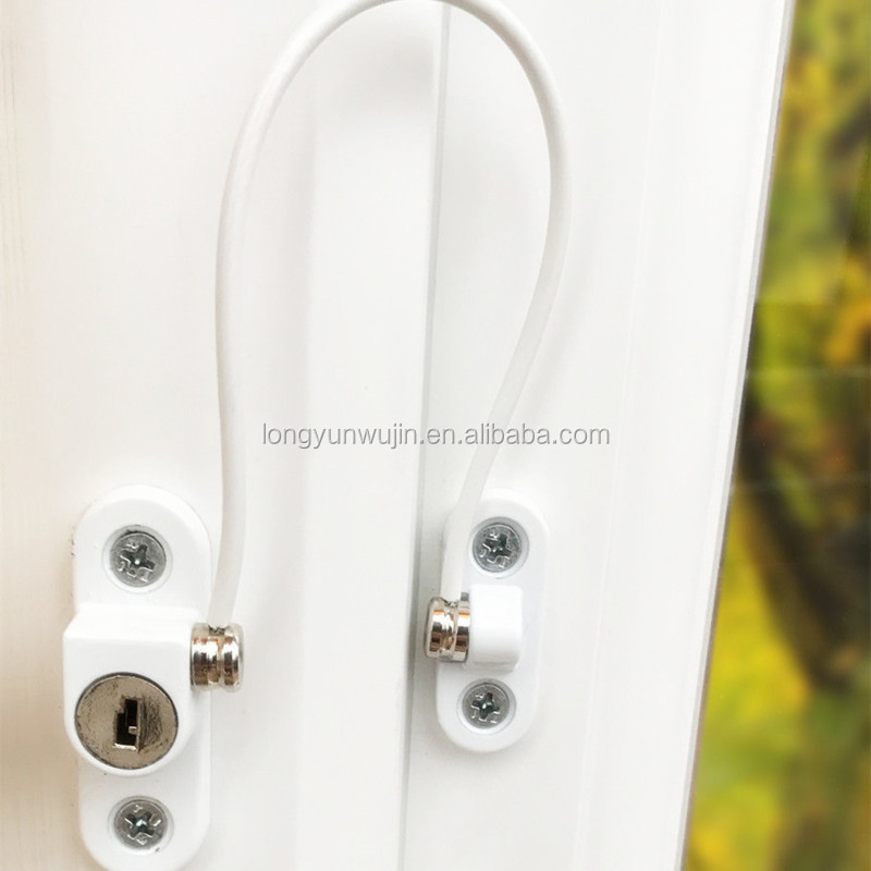 MiniWhite UPVC Cable Window Door Restrictor, Child Safety Lock, Window Cable Lock