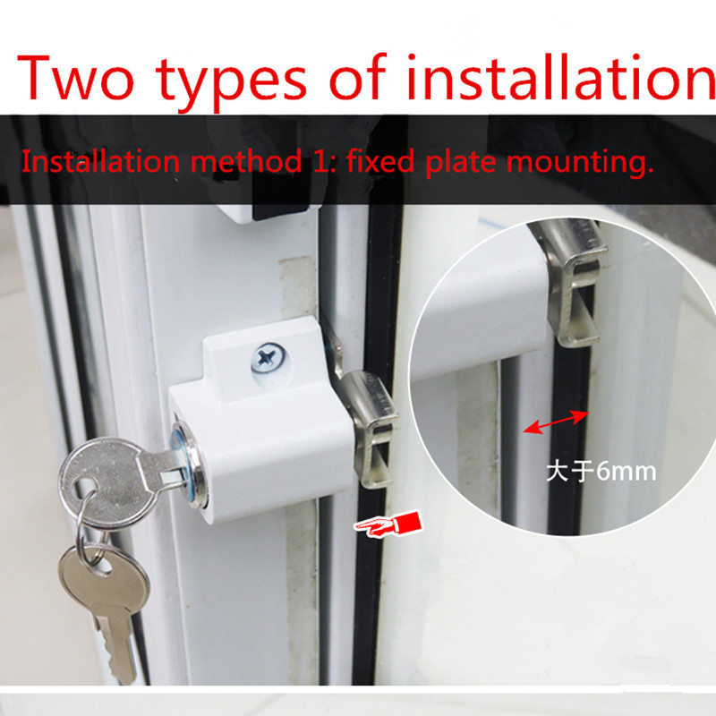 Lock sliding sash  security shift  safety steel   lock with strikes ferrules keys and installation screws