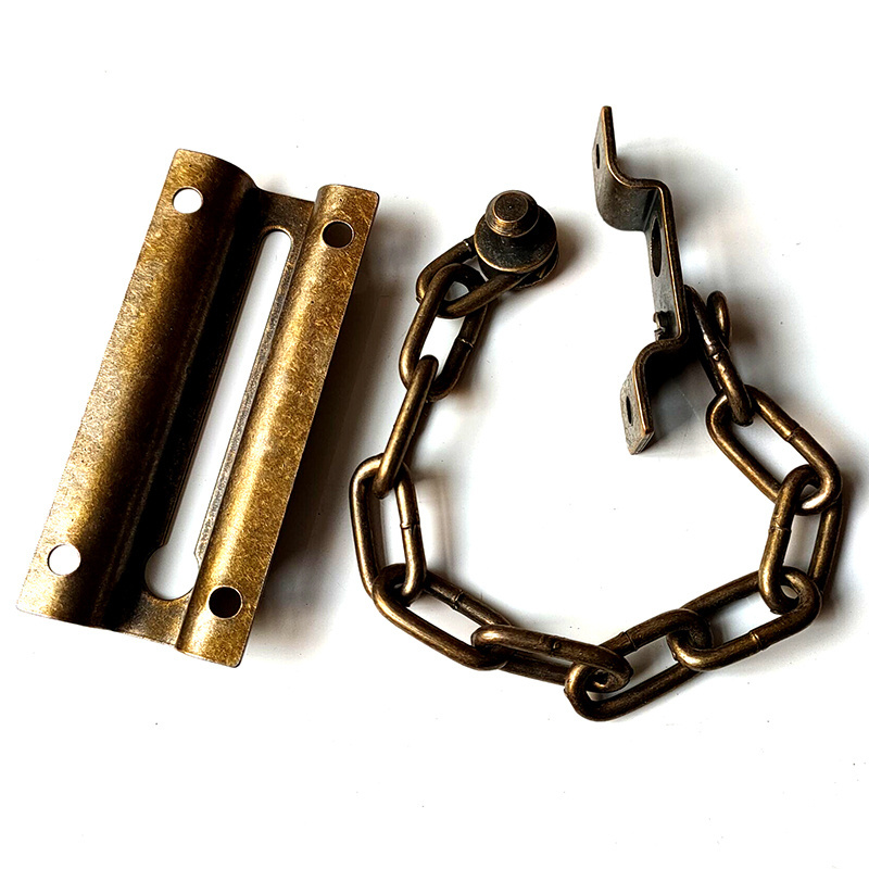 Brass Design Security Door Chain Guards with Hasp Latch Lock Entrance Door Safety Device