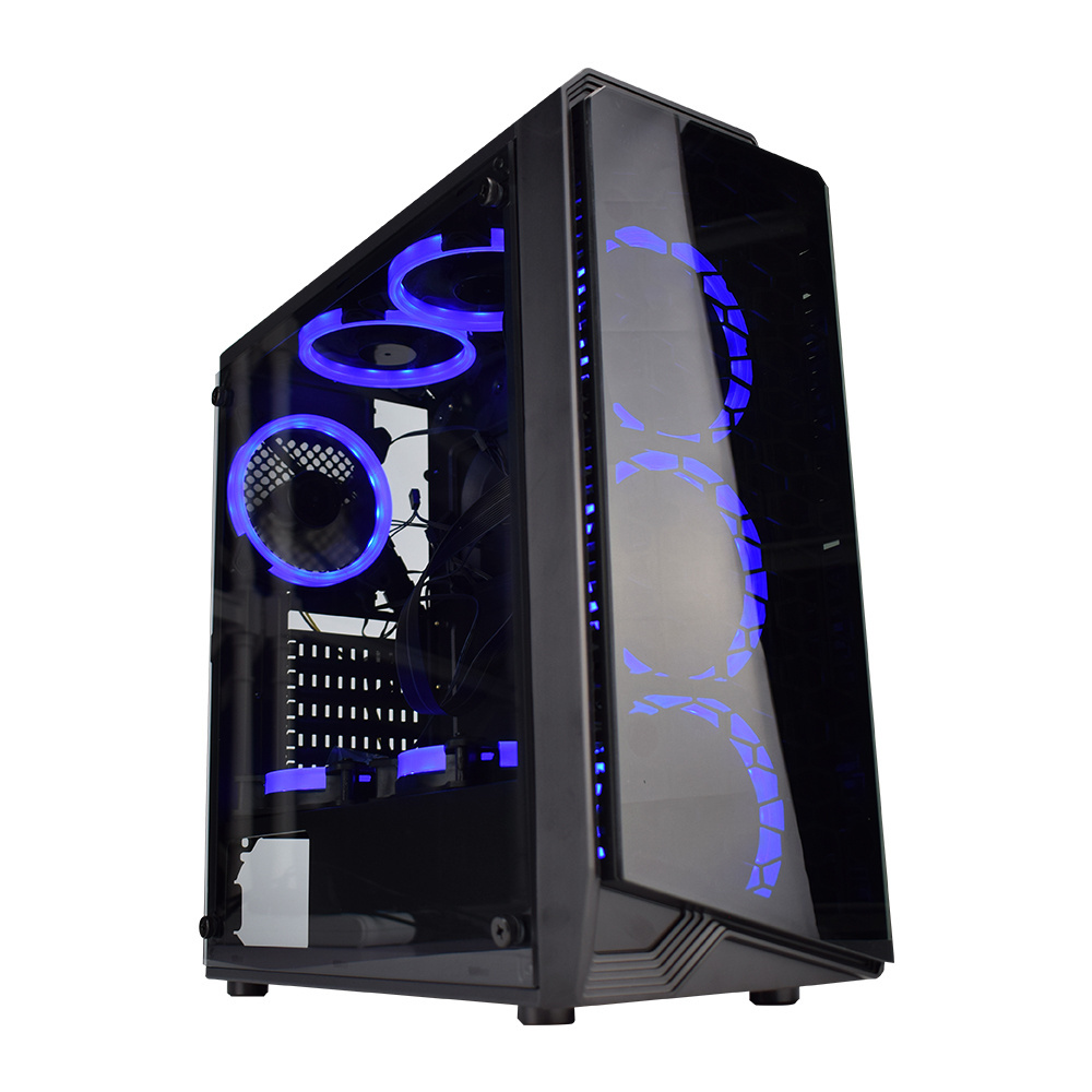 Hot Sale Transparent Led RGB Fan Gaming Computer Case Tempered Glass Side Panel Hardware Cpu Casing Pc Cabinet Case