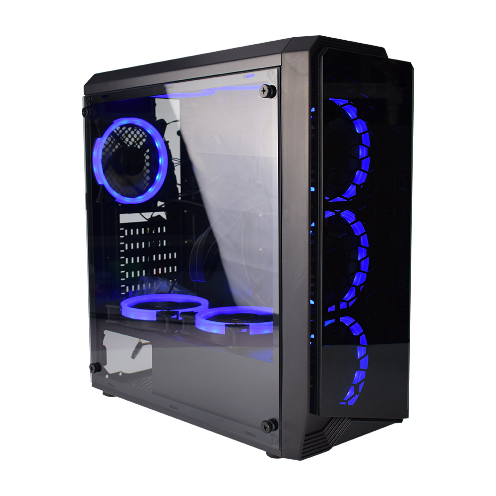 Hot Sale Transparent Led RGB Fan Gaming Computer Case Tempered Glass Side Panel Hardware Cpu Casing Pc Cabinet Case