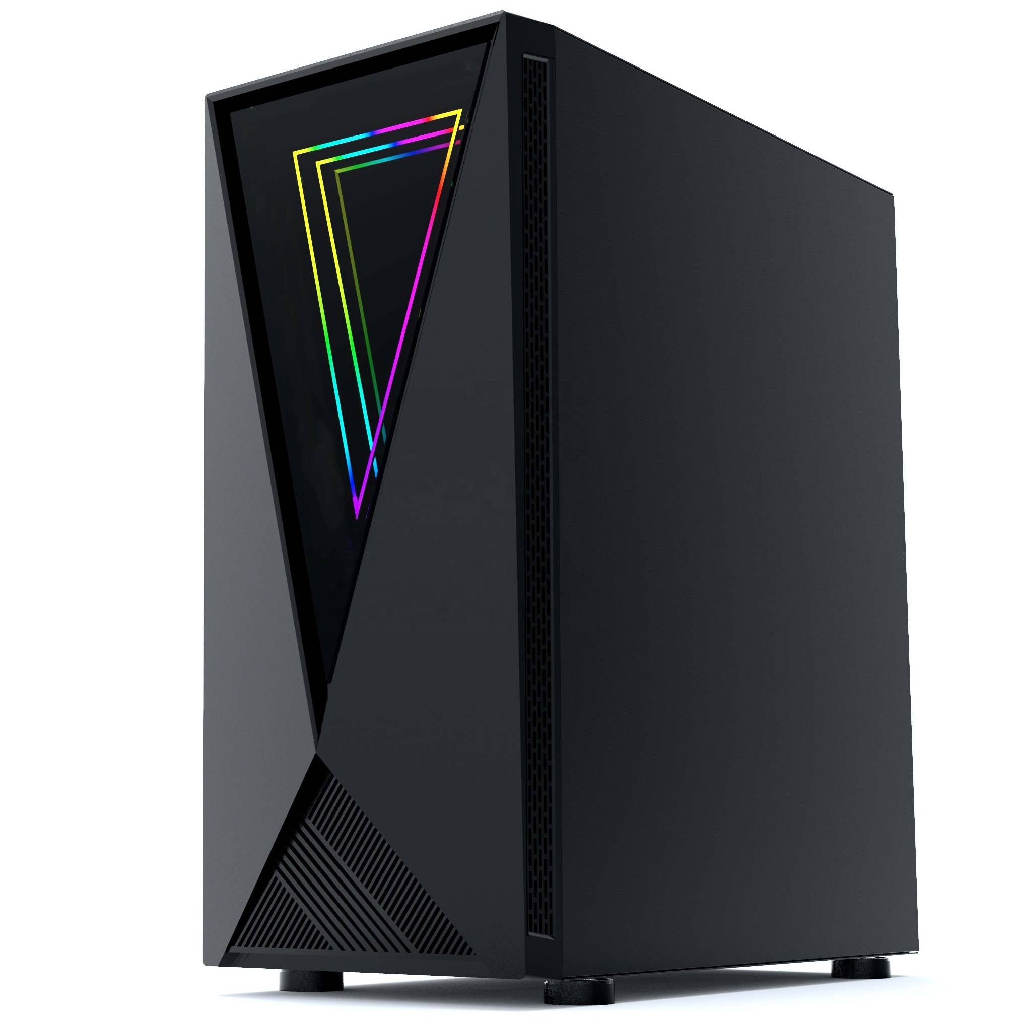 2022 Cool Design Pc Gaming Case  Mid Tower Tempered Glass ATX Computer Casing With LED Strip