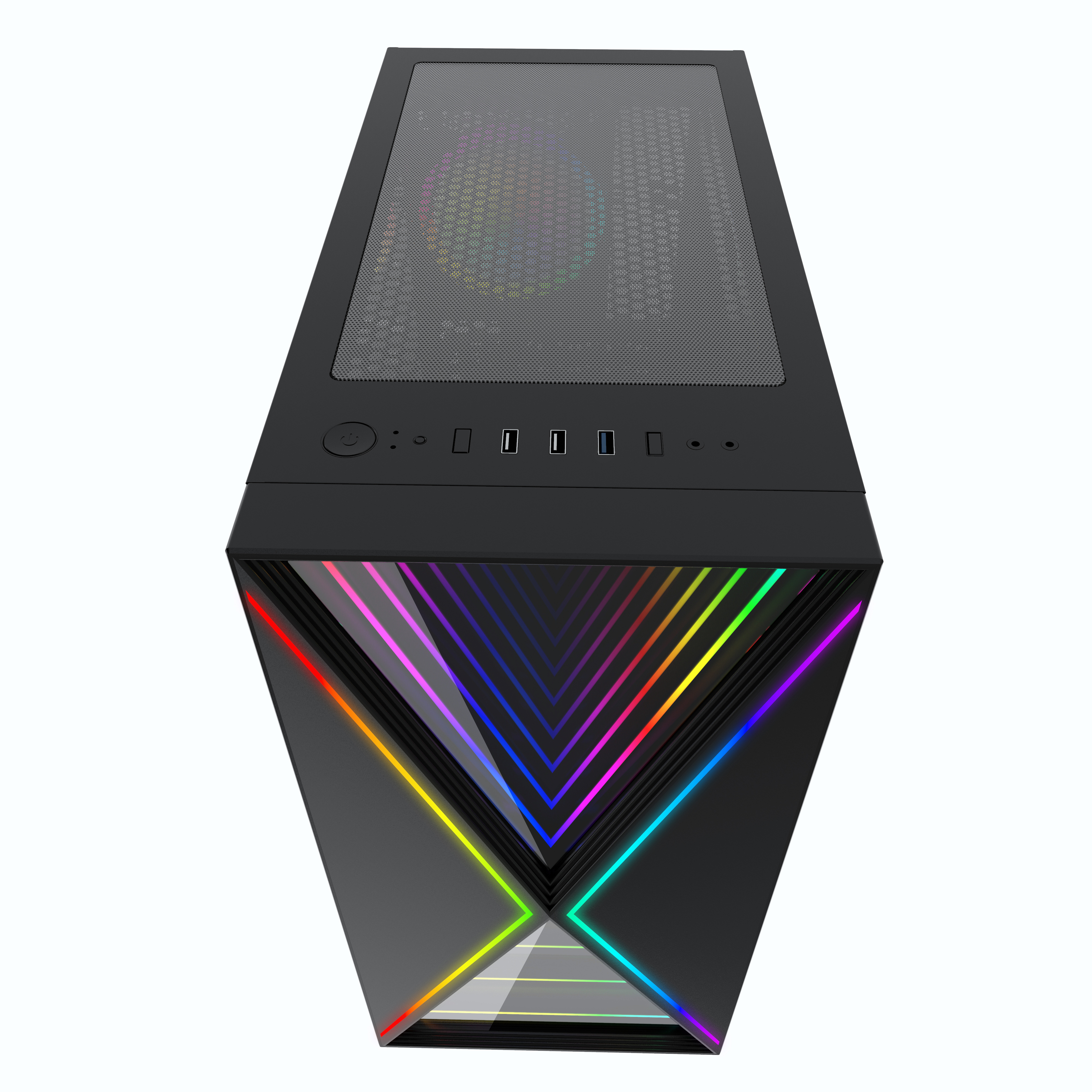 High Level Computer Case H36 ATX Gaming PC Case With Glass RGB Strip